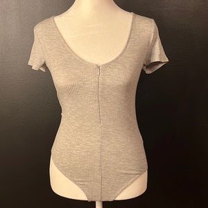 NWT Forever 21 gray zip front bodysuit size small
